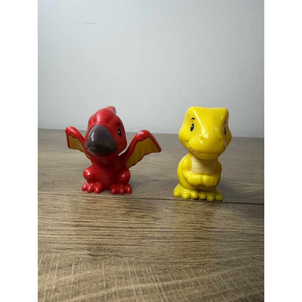 Fisher Price Little People 2 Pc Dinosaur Lot Red Pterodactyl & Yellow Raptor
